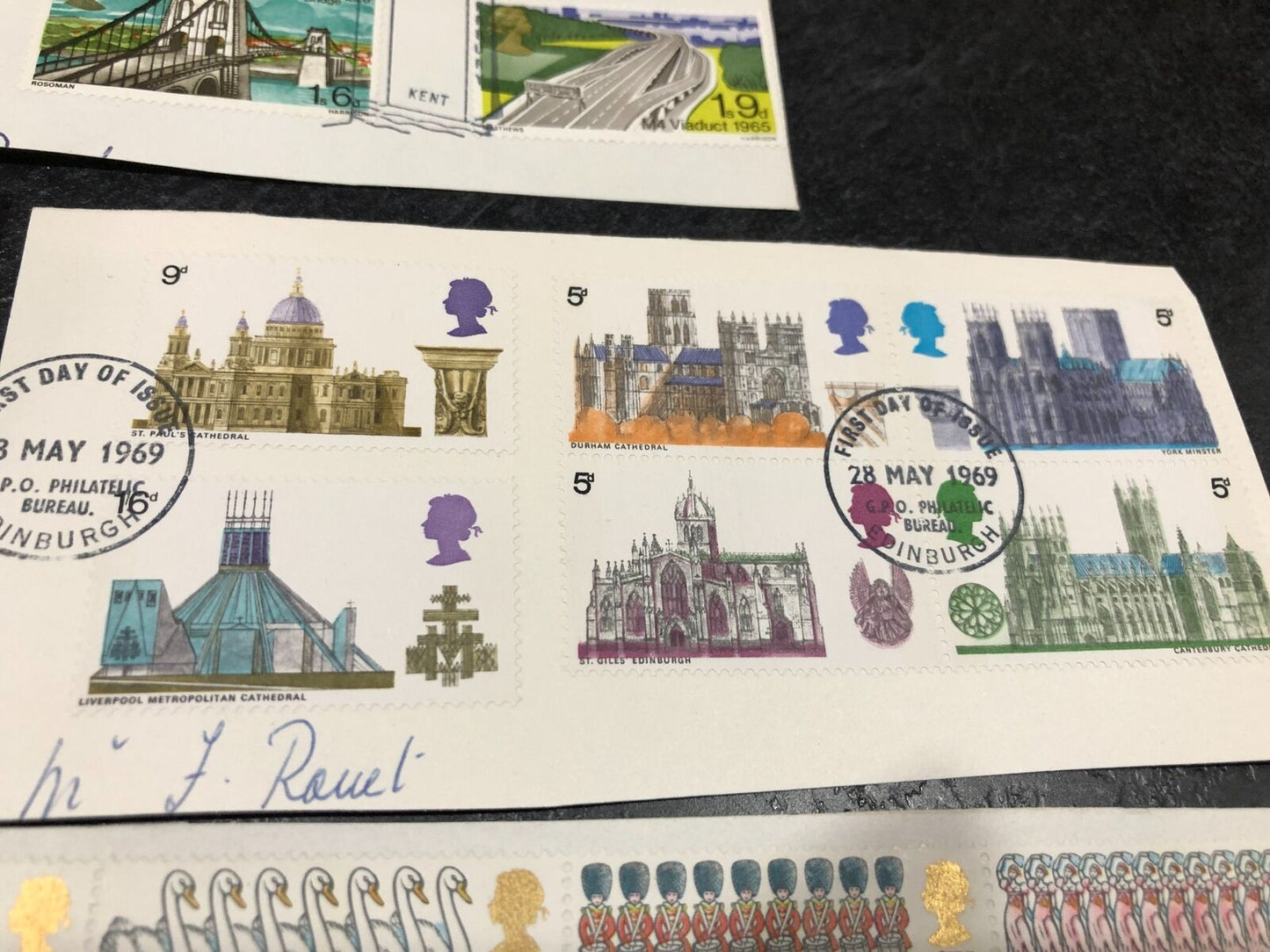 First Day Of Issue Stamps '68 '69 '77 Buildings, 12 Days Of Christmas + Jubilee