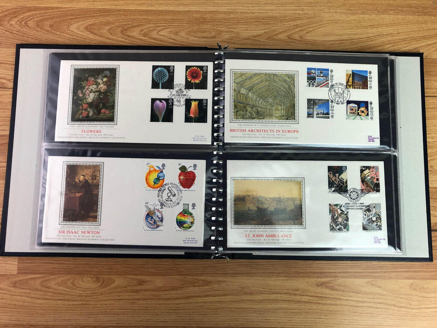 Presentation Silk First Day Cover Album With 40 x 1985-1989 Covers