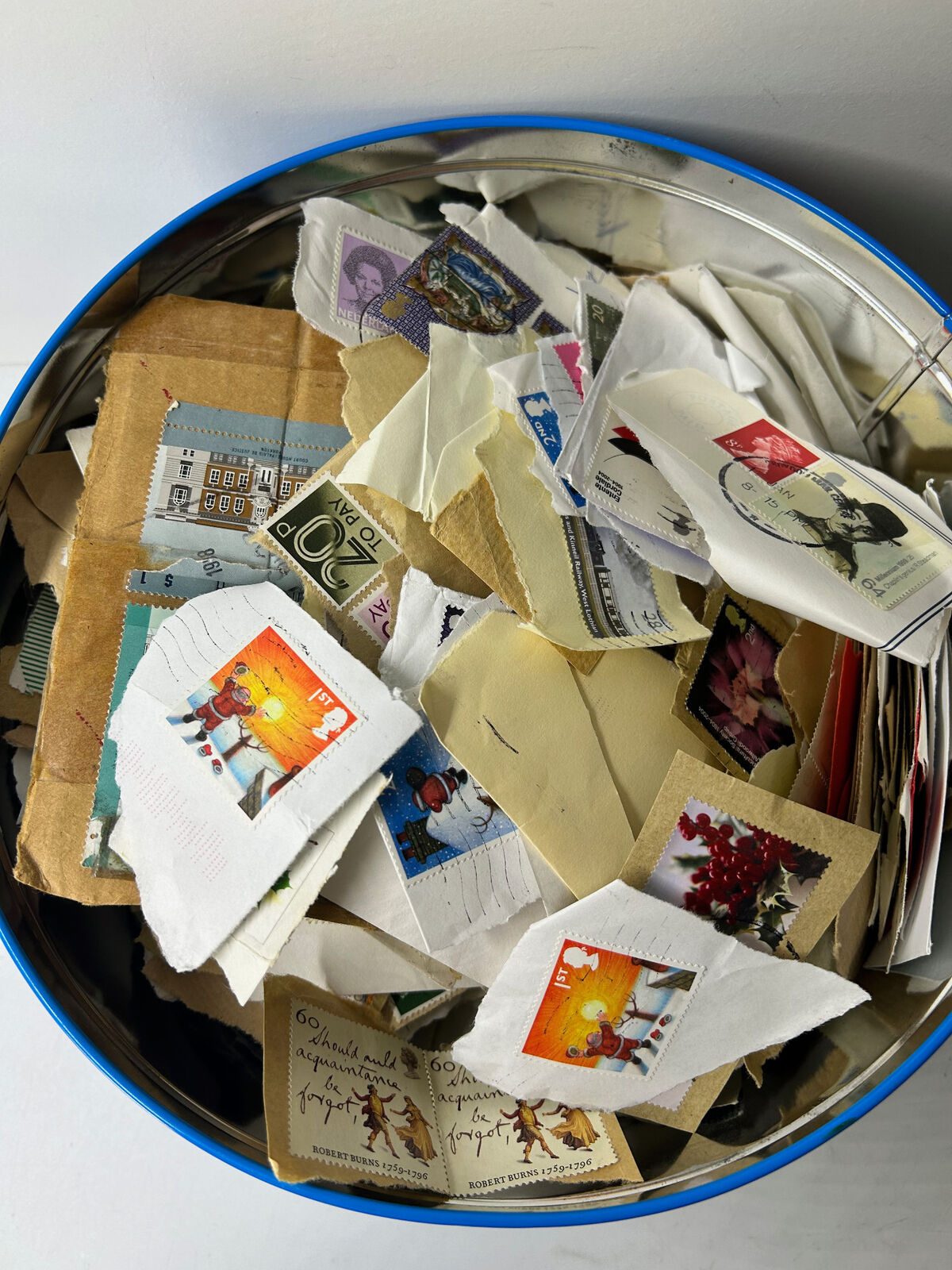 Large Collection of Assorted Mixed Stamps in Tin - Please See Pictures