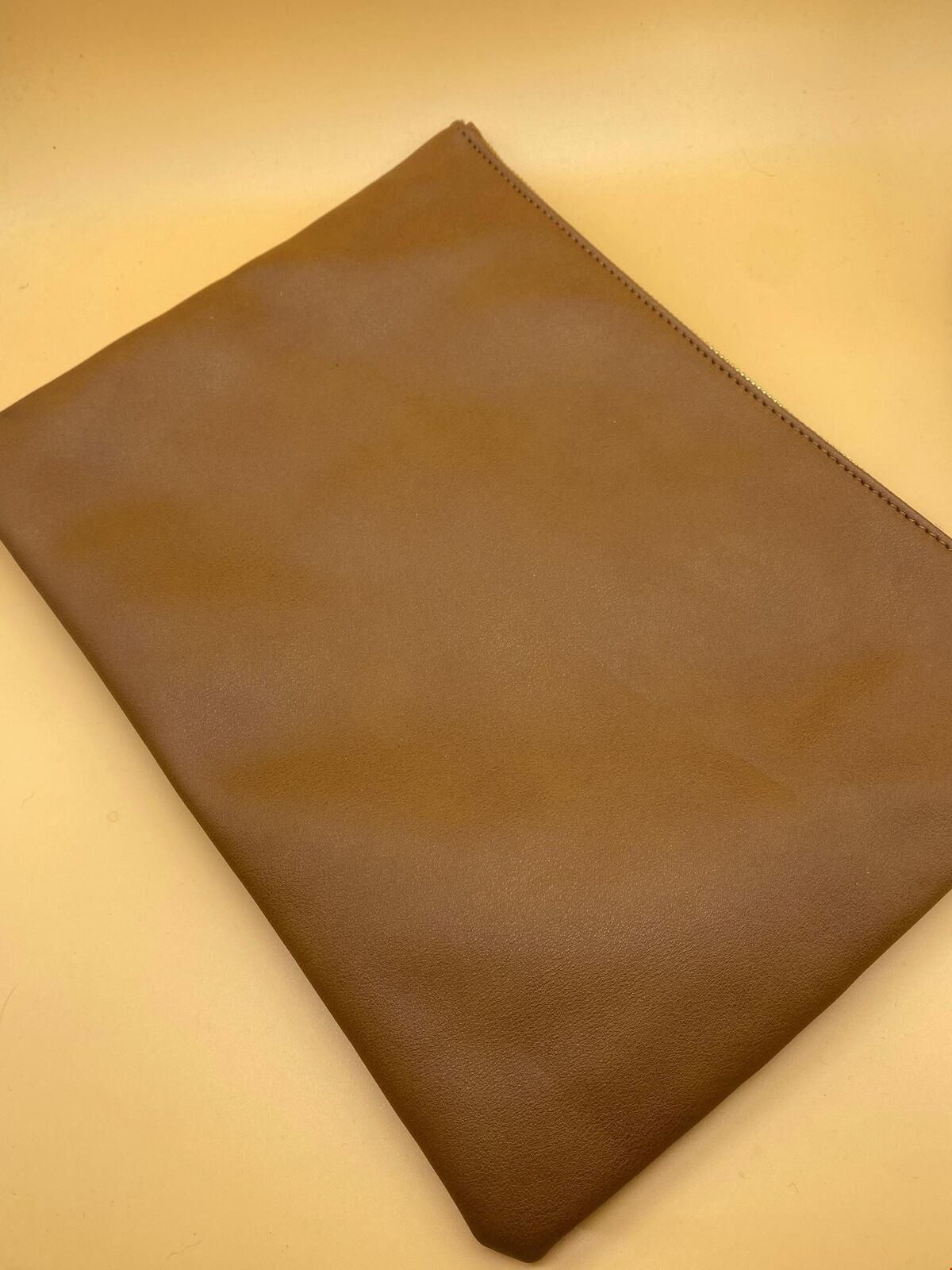 New Look Women's Brown Faux Leather Clutch Bag with Gold Cut Out Detail & Strap