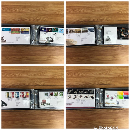 Green Merlin First Day Cover Album With 58 x First Day Covers 1999-2003
