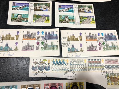 First Day Of Issue Stamps '68 '69 '77 Buildings, 12 Days Of Christmas + Jubilee