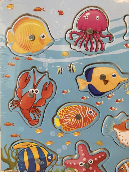 Under The Sea Wooden Shapes Peg Puzzle age 3+