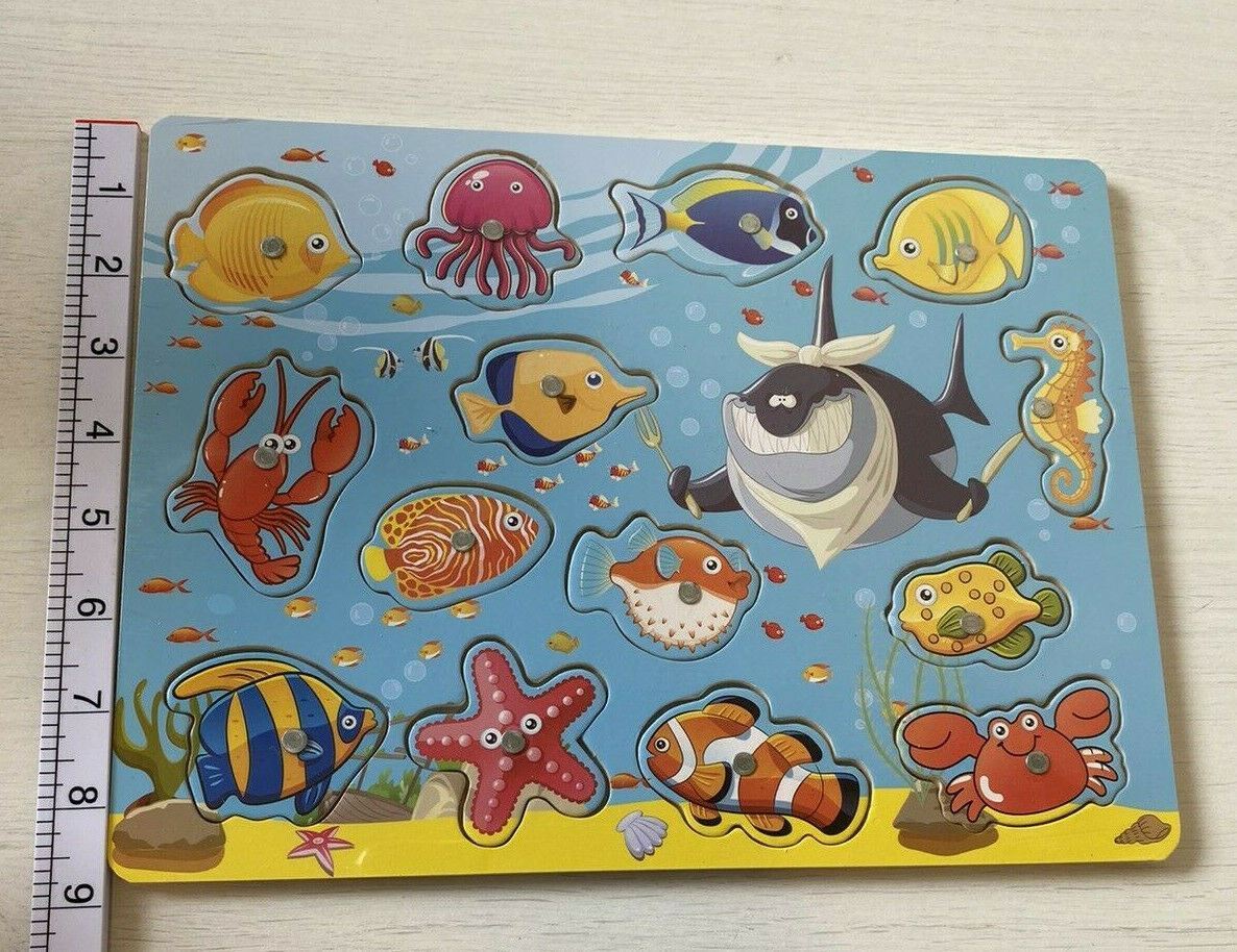 Under The Sea Wooden Shapes Peg Puzzle age 3+