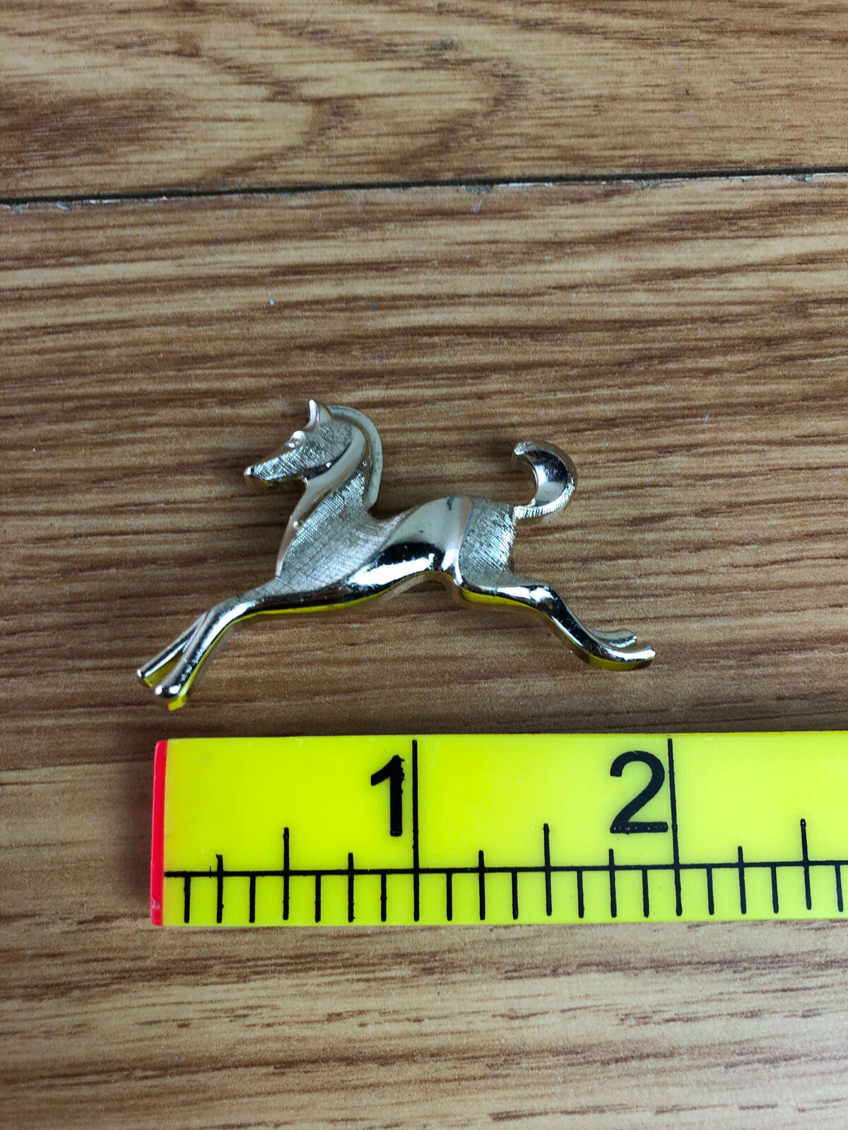 Silver Coloured Metal Horse Brooch Marked Globus Foreign