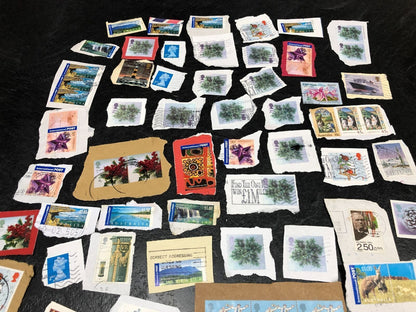 Large Joblot Over 100 Stamps (With Part Of Envelope) Europe/Australia/UK Mostly