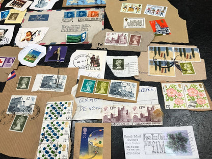 Large Joblot Over 100 Stamps (With Part Of Envelope) Europe/Australia/UK Mostly