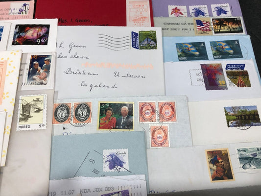 Large Joblot Of Over 100 Stamps Most On Envelopes Norway, Royals, USA, Canada++