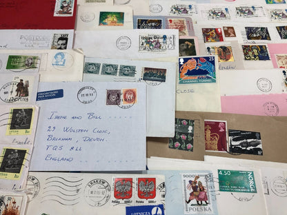 Large Joblot Of Over 100 Stamps Most On Envelopes Europe, Canada, Channel Tunnel