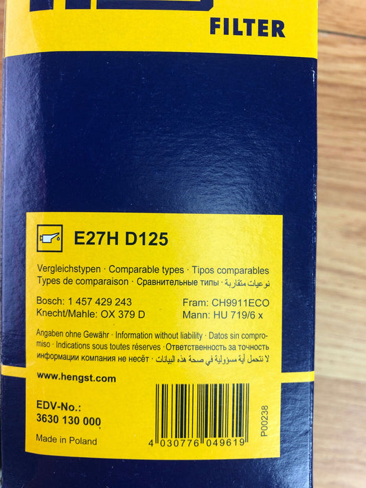 Hengst Hella E27H D125 Oil Filter