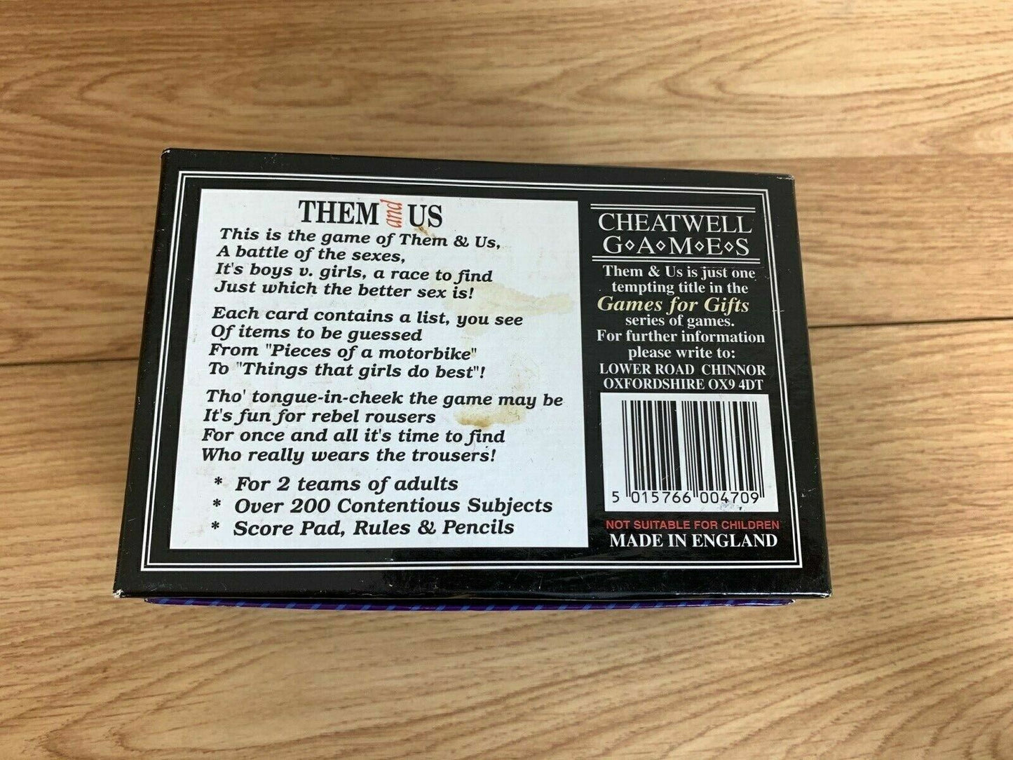 Them and Us The Battle of Brawn and Beauty Game Team card Quiz game
