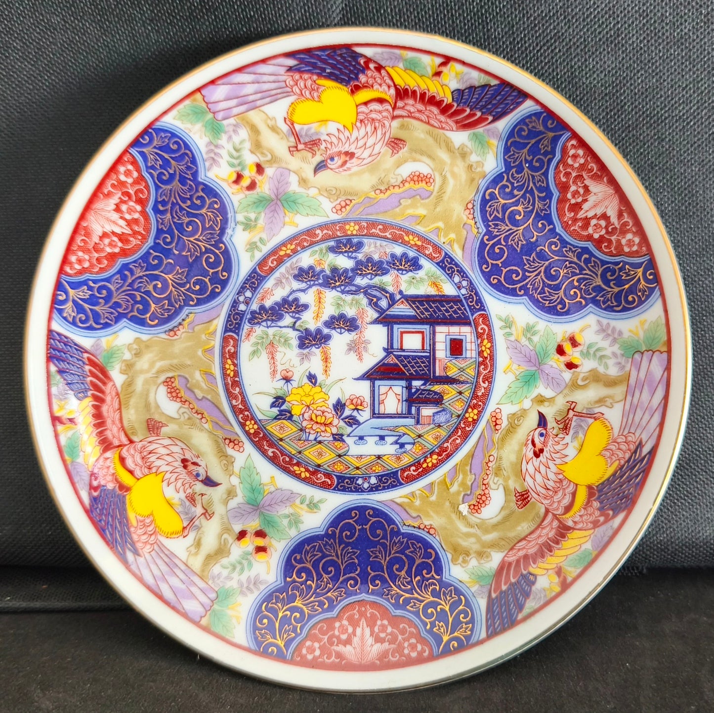 Imari Ware Japan Birds & Temple Design Decorative Plate